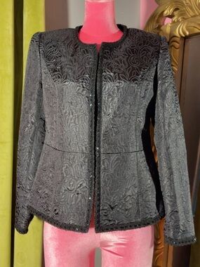 Women's Black Embroidered Tailored Jacket
